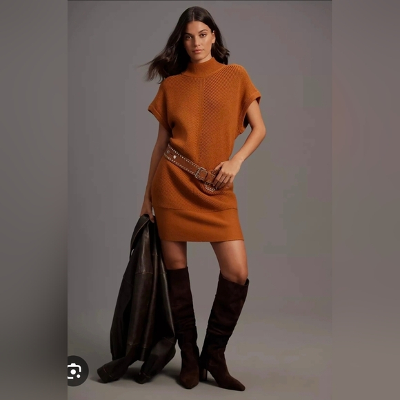 Anthropologie Dresses & Skirts - Anthropolgie Rust Brown Knit Sweater Dress
